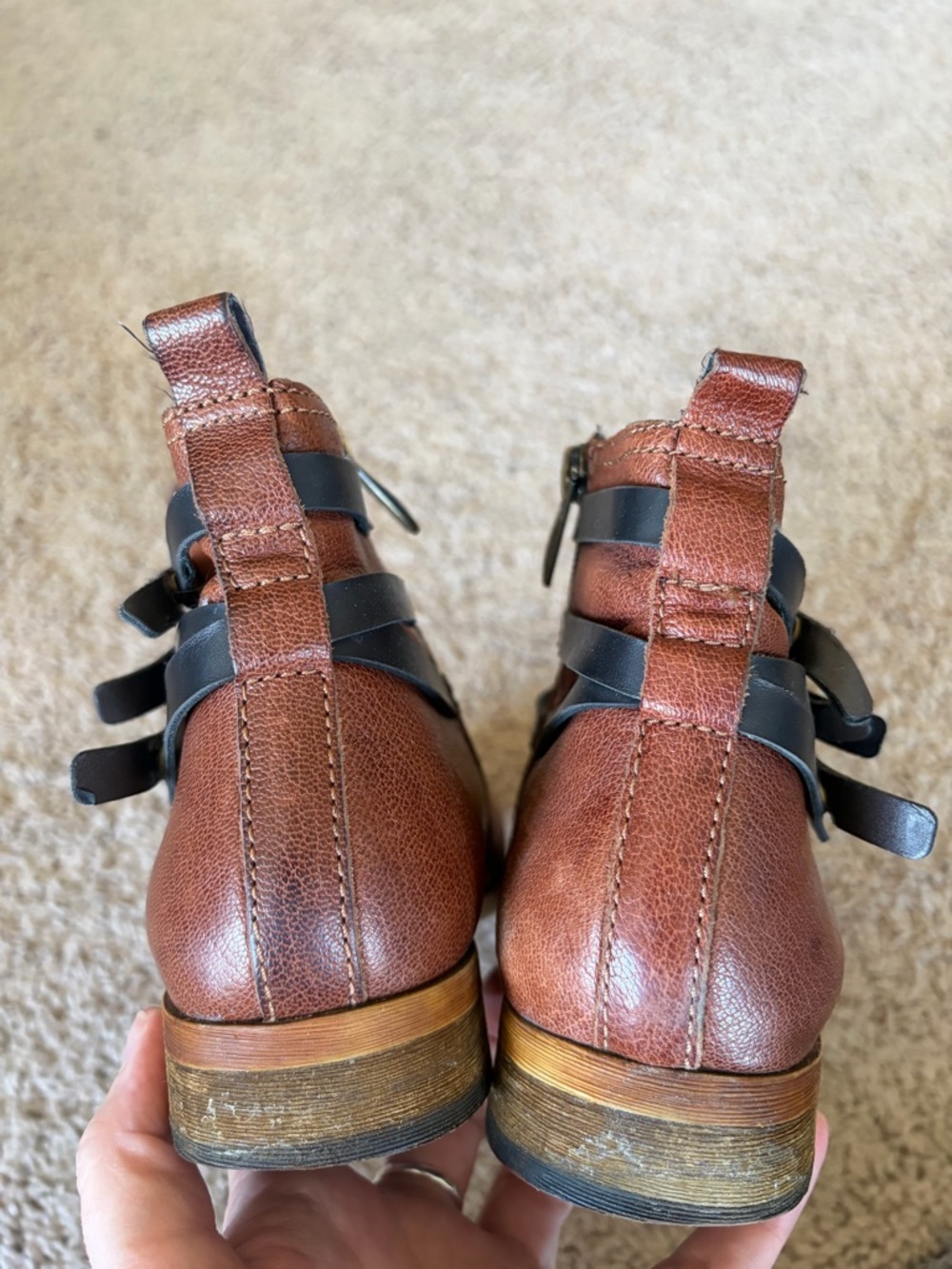 Franco Sarto Brown Leather Women’s Ankle Boots - Picture 3 of 10